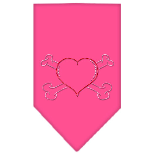 Heart Crossbone Rhinestone Bandana Bright Pink Large